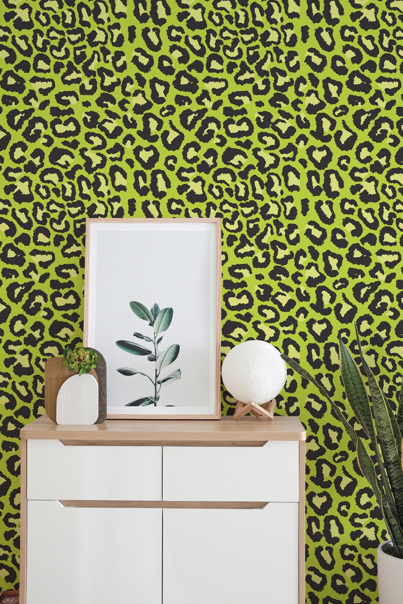 Green Leopard Peel and Stick Wallpaper / Pattern Removable Etsy