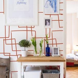 Hand Drawn Squares Removable Wall Covering / Abstract Peel and Stick ...