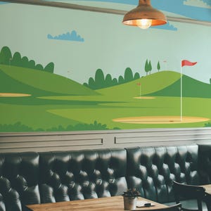 Golf Course Peel and Stick wallpaper / Sports Scenic wall mural / Golf Landscape mural print - Removable Self-adhesive or Non-Pasted