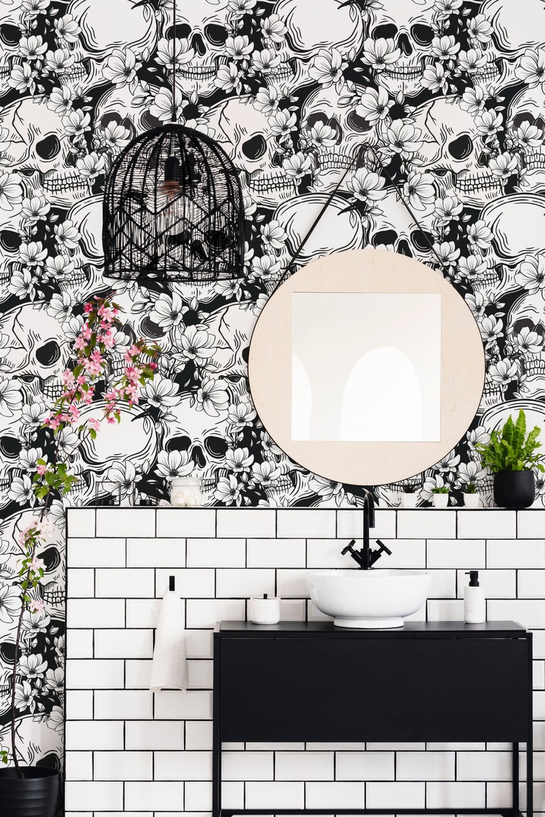 Fancy Walls Black and white Floral Peel and Stick Wallpaper
