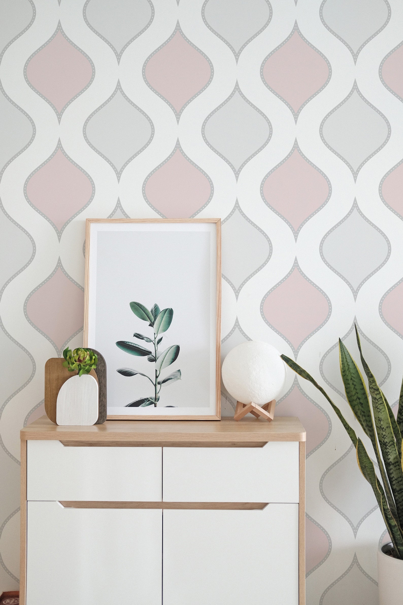 Pink and gray abstract peel and stick wallpaper / abstract | Etsy