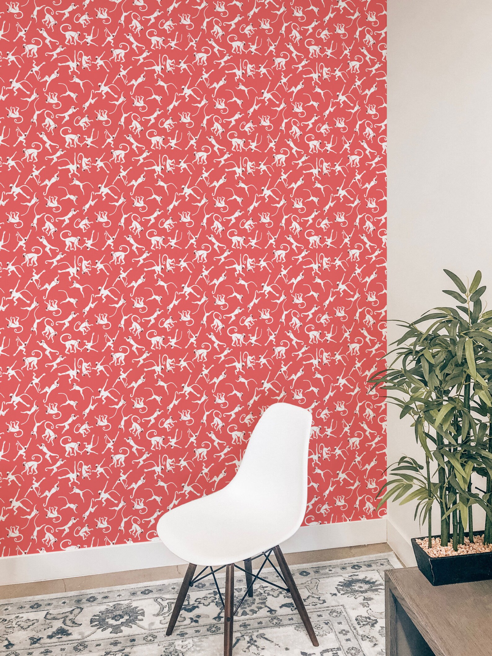Red Monkey Peel and Stick Wallpaper / Animal Removable - Etsy