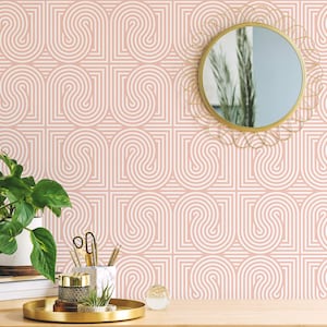 Seamless Rounded Lines Removable wallpaper  / Retro Peel and Stick wallpaper / Geometric wallpaper - Self-adhesive or Traditional