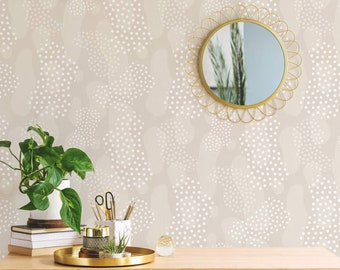 Modern Boho Removable wallpaper / Self-adhesive or Traditional wallpaper with Minimalist pattern / Neutral Peel and Stick wallpaper