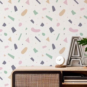 Large Terrazzo Peel and Stick wallpaper / Mosaic Removable wallpaper / Pastel wallpaper - Self-adhesive or Traditional