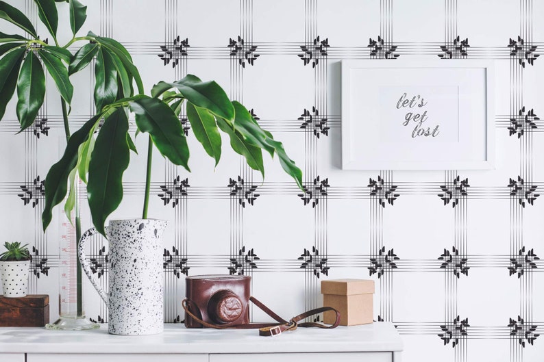 Gingham Peel and Stick Wallpaper / Black and White Gingham Etsy