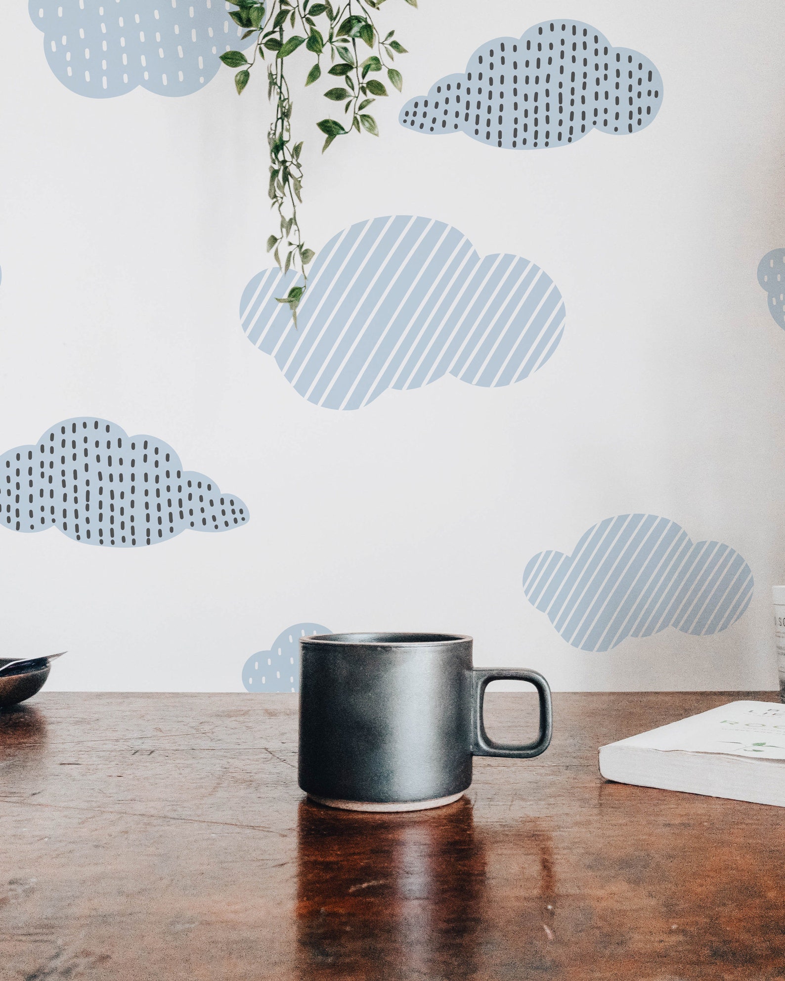 Cloud peel and stick wallpaper / blue and white cloud stick | Etsy