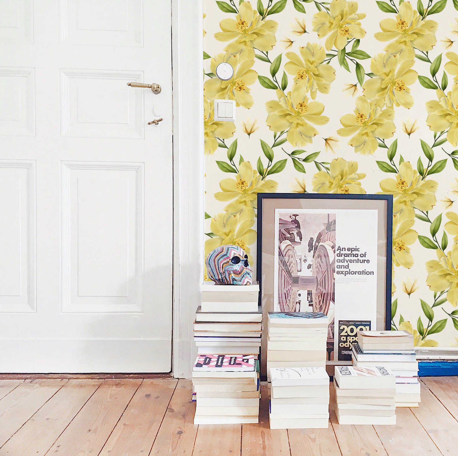 Yellow Floral Peel and Stick Wallpaper / Seamless Removable | Etsy