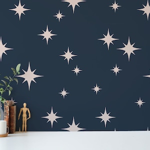 Blue and beige Star Peel and Stick wallpaper / Star Removable wallpaper / Blue and beige wallpaper - Self-adhesive or Traditional