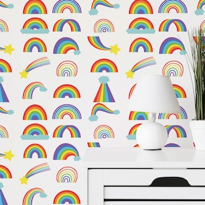 Rainbow Peel and Stick wallpaper / Pattern Removable wallpaper / Color wallpaper - Self-adhesive or Traditional