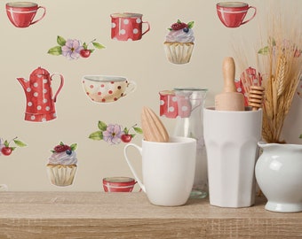 Kitchen vintage peel and stick wallpaper / Retro removable wallpaper / Beige wallpaper - Self-adhesive or Traditional