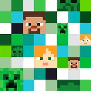 Colorful Gaming Peel and Stick wallpaper / Minecraft inspired Geometric Removable wallpaper / Colorful Traditional wallpaper image 2