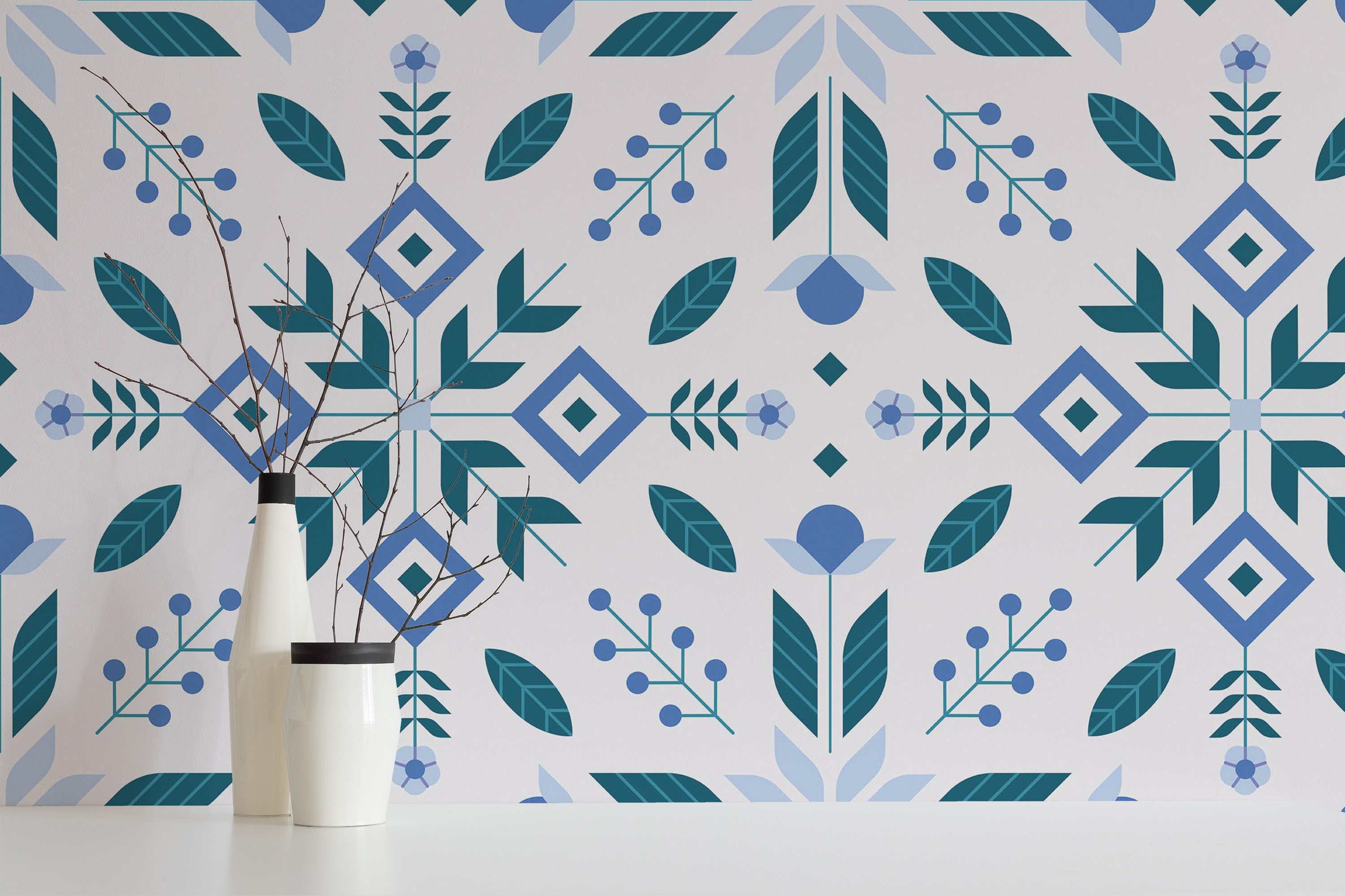 Swedish Folk Art Fabric, Wallpaper and Home Decor