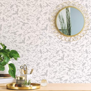 Bird Pattern Peel and Stick wallpaper / Minimalist Removable wallpaper / Bird wallpaper - Self-adhesive or Traditional