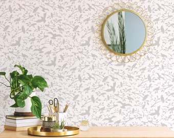 Bird Pattern Peel and Stick wallpaper / Minimalist Removable wallpaper / Bird wallpaper - Self-adhesive or Traditional