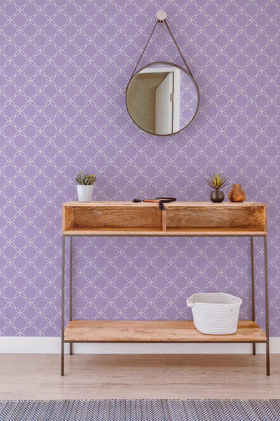 Purple Powder Room Wallpaper Peel and Stick Wallpaper or Non Etsy