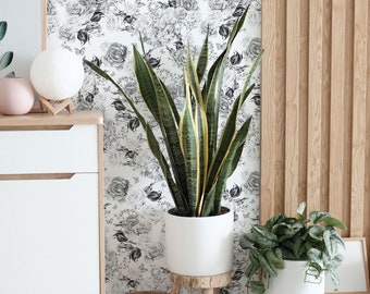 Floral Peel and Stick wallpaper / Rose Removable wallpaper / Black and white wallpaper - Self-adhesive or Traditional