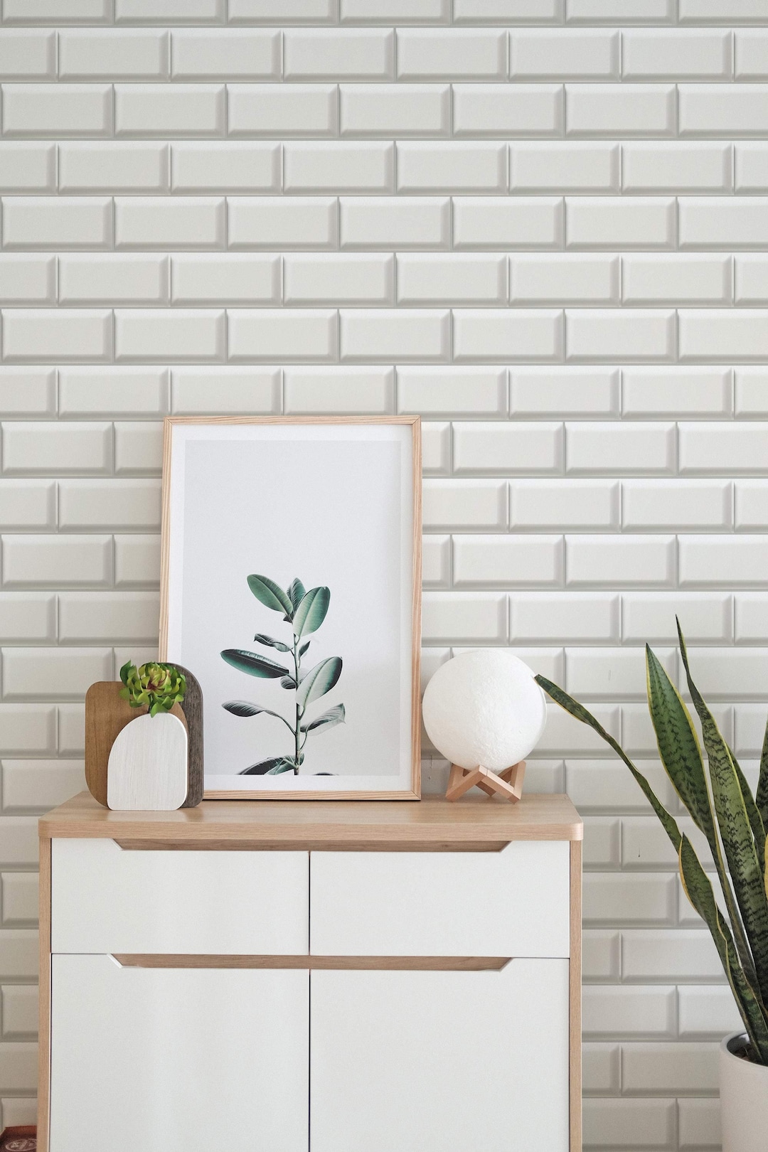Subway Tile Peel and Stick Wallpaper / Faux Tile Removable Wallpaper