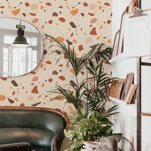 Warm Terrazzo Peel and Stick wallpaper / Bold Removable wallpaper / Terrazzo wallpaper - Self-adhesive or Traditional