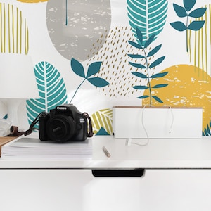 Abstract Leaf Peel and Stick wallpaper /  Herb Removable wallpaper / Leaf wallpaper - Self-adhesive or Traditional