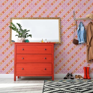 Geometric Retro Removable Wallpaper by Fancy Walls
Pink Geometric Peel and Stick Wallpaper, design by Fancy Walls
