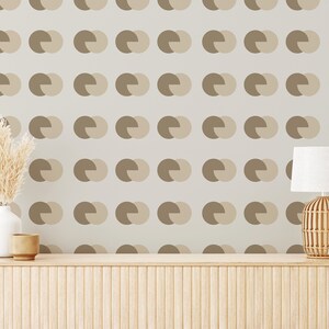 Brown and beige Circular Removable wallpaper / Minimalist Peel and Stick wallpaper / Geometric wallpaper - Self-adhesive or Traditional