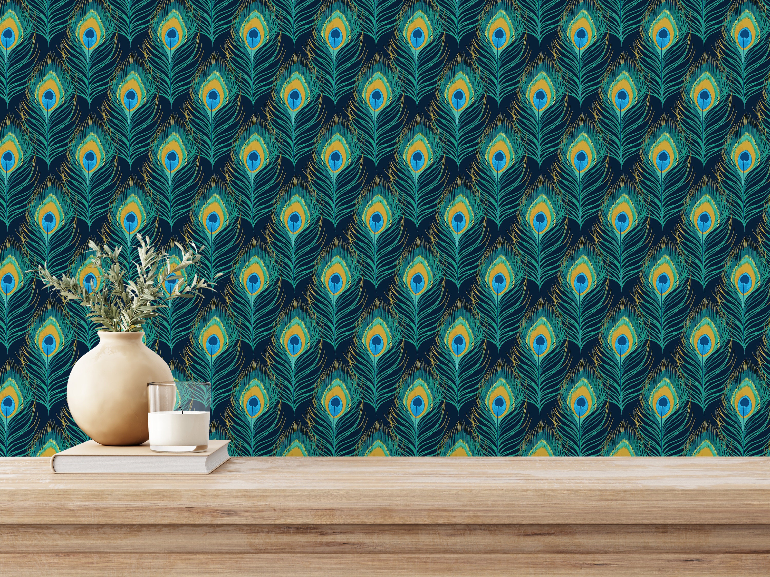 Buy Green and Blue Peacock Peel and Stick Wallpaper  Art Deco Online in  India  Etsy