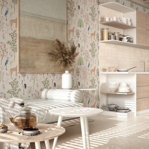 Watercolor Animal Peel and Stick Wallpaper, design by Fancy Walls