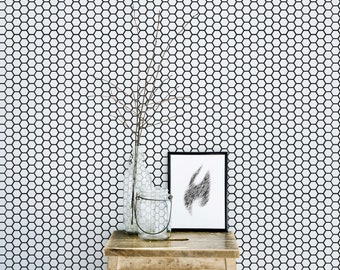 Honeycomb wallpaper - Self-adhesive or Traditional / Geometric Peel and Stick wallpaper / Hexagon Removable wallpaper