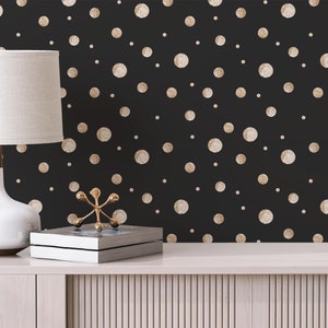 Black and beige Glitter Dots Peel and Stick wallpaper / New Year Removable wallpaper / Black wallpaper - Self-adhesive or Traditional