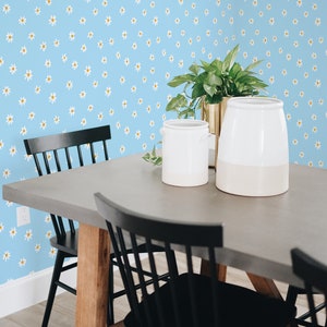Blue Floral Peel and Stick Wallpaper, design by Fancy Walls