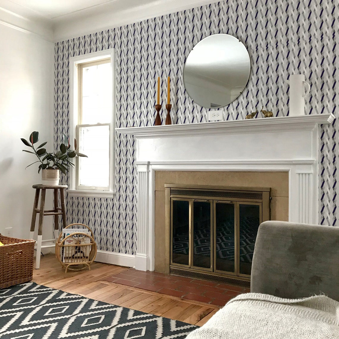 Zigzag peel and stick wallpaper / zigzag removable wallpaper Etsy