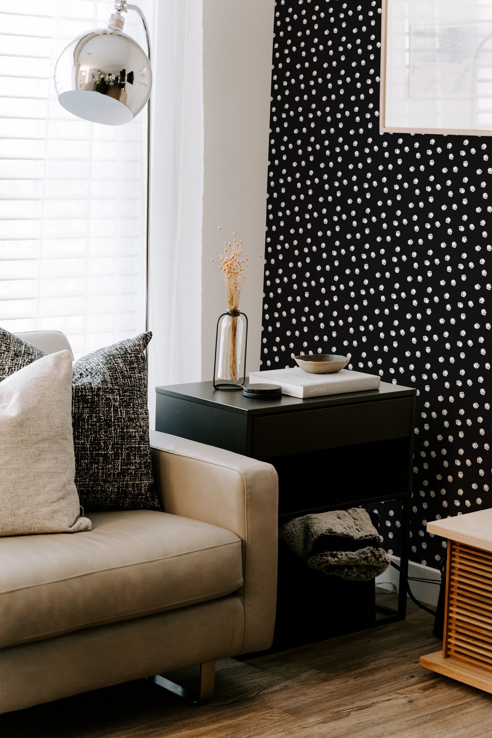 Black Polka Dot Peel and Stick Wallpaper / Bold Polka Dot Etsy