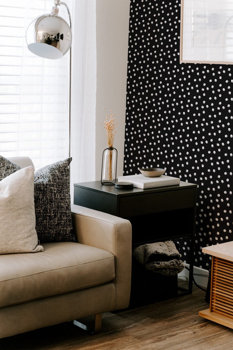 Black Polka Dot Peel and Stick Wallpaper / Bold Polka Dot Etsy