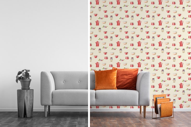 Kitchen Vintage Peel and Stick Wallpaper / Kitchen Vintage - Etsy