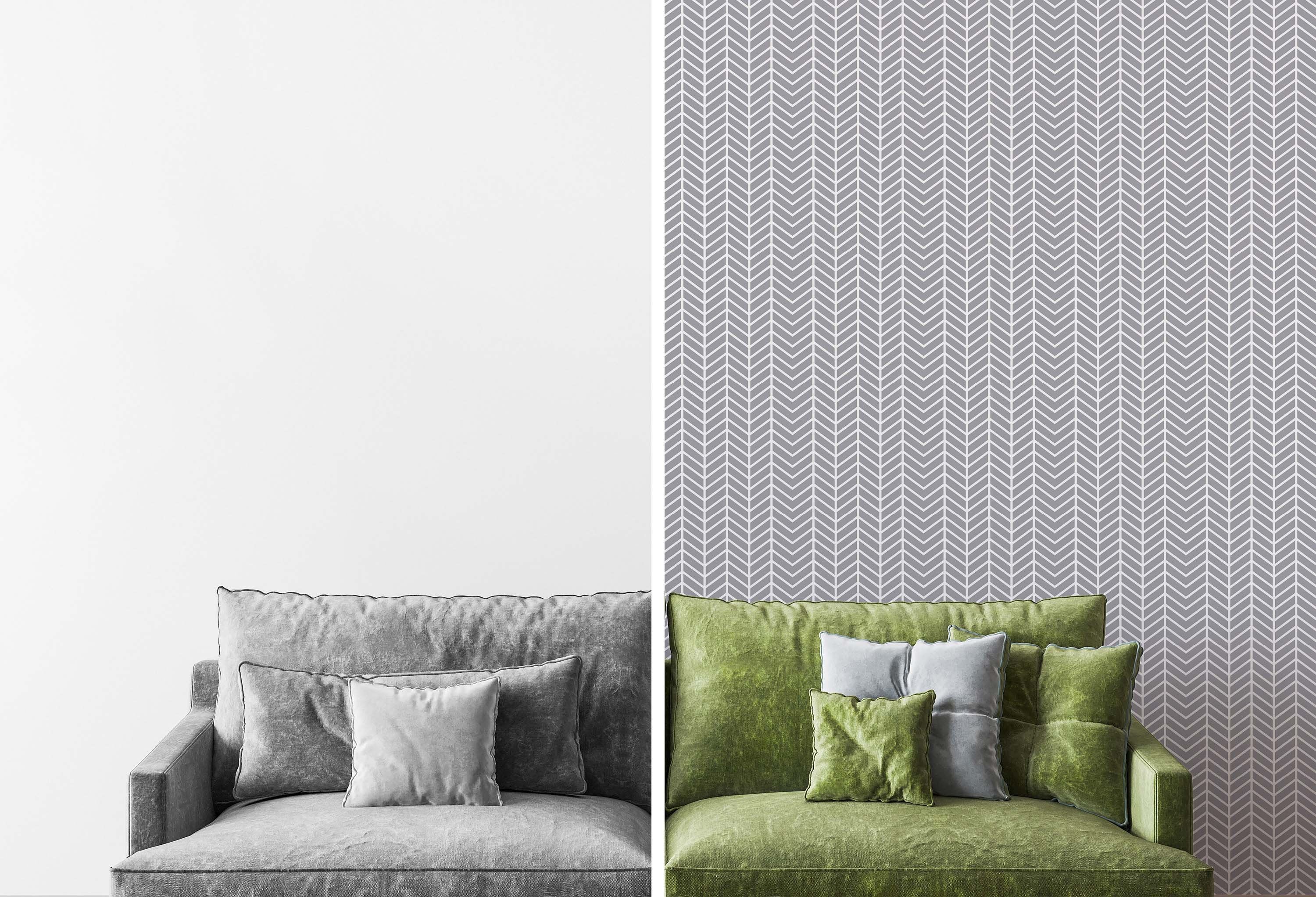 Herringbone Removable Wallpaper Gray And White Chevron Peel Etsy