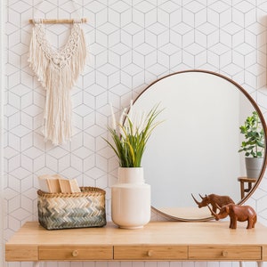 Fancy Walls White Geometric Peel and Stick Wallpaper