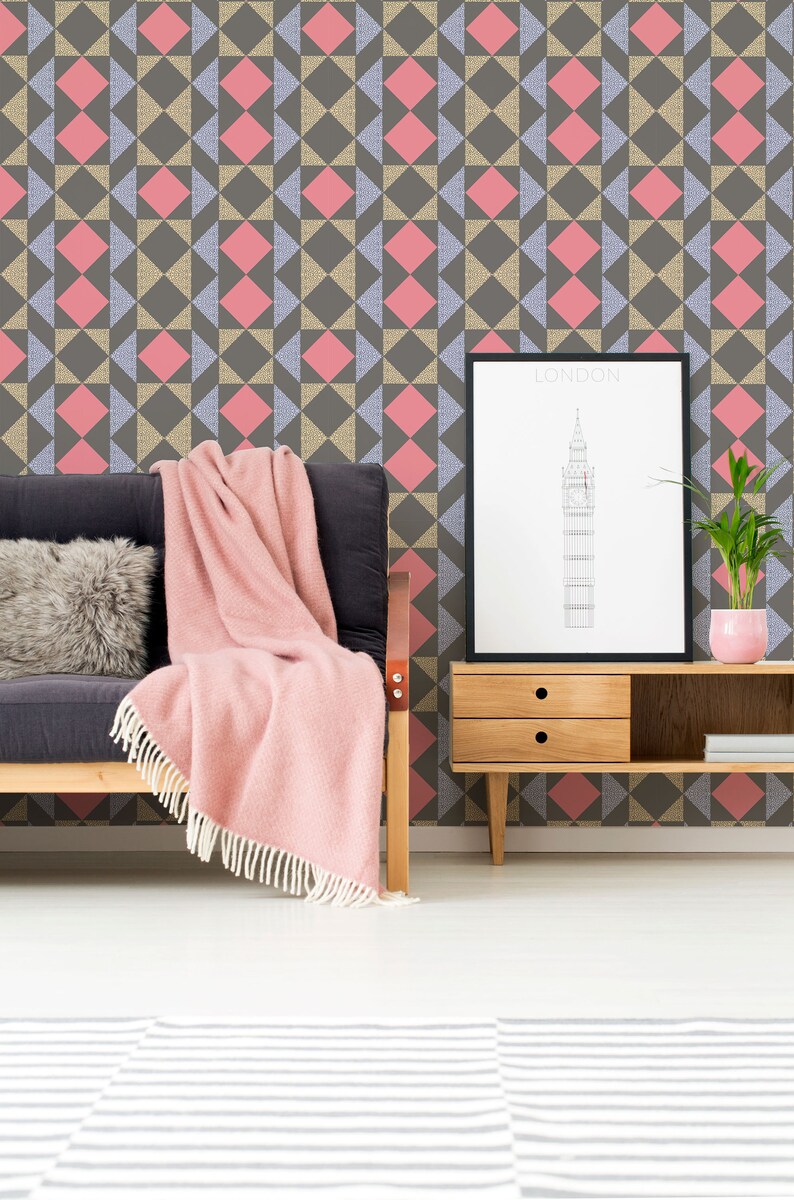 Colorful Geometric Removable Wallpaper / Selfadhesive Etsy