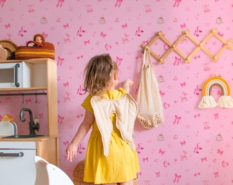 Pink Girly Wallpaper: Cute Aesthetic Pattern (Non-Pasted, Pre-Pasted, Peel and Stick, Custom Sizes)