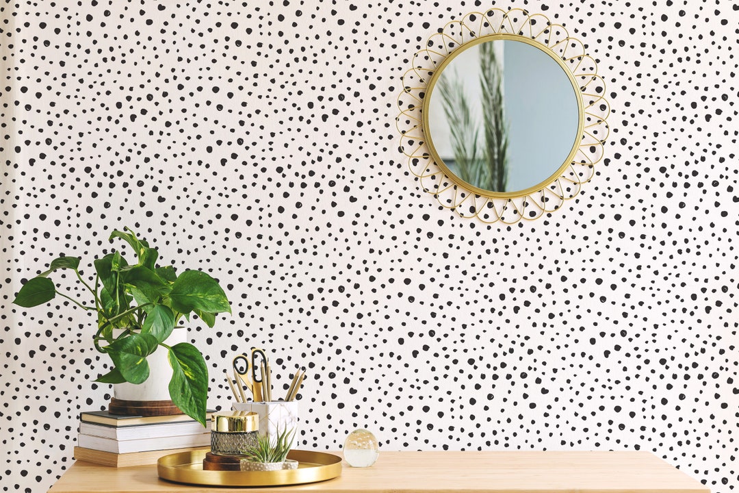 Dalmatian Print Peel and Stick Wallpaper / Spotted Removable Wallpaper