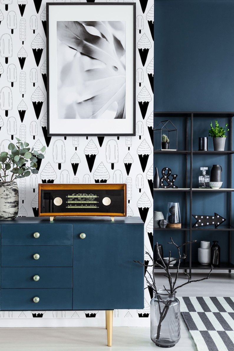 Graphic Ice Cream Peel and Stick Wallpaper / Graphic Stick and Etsy