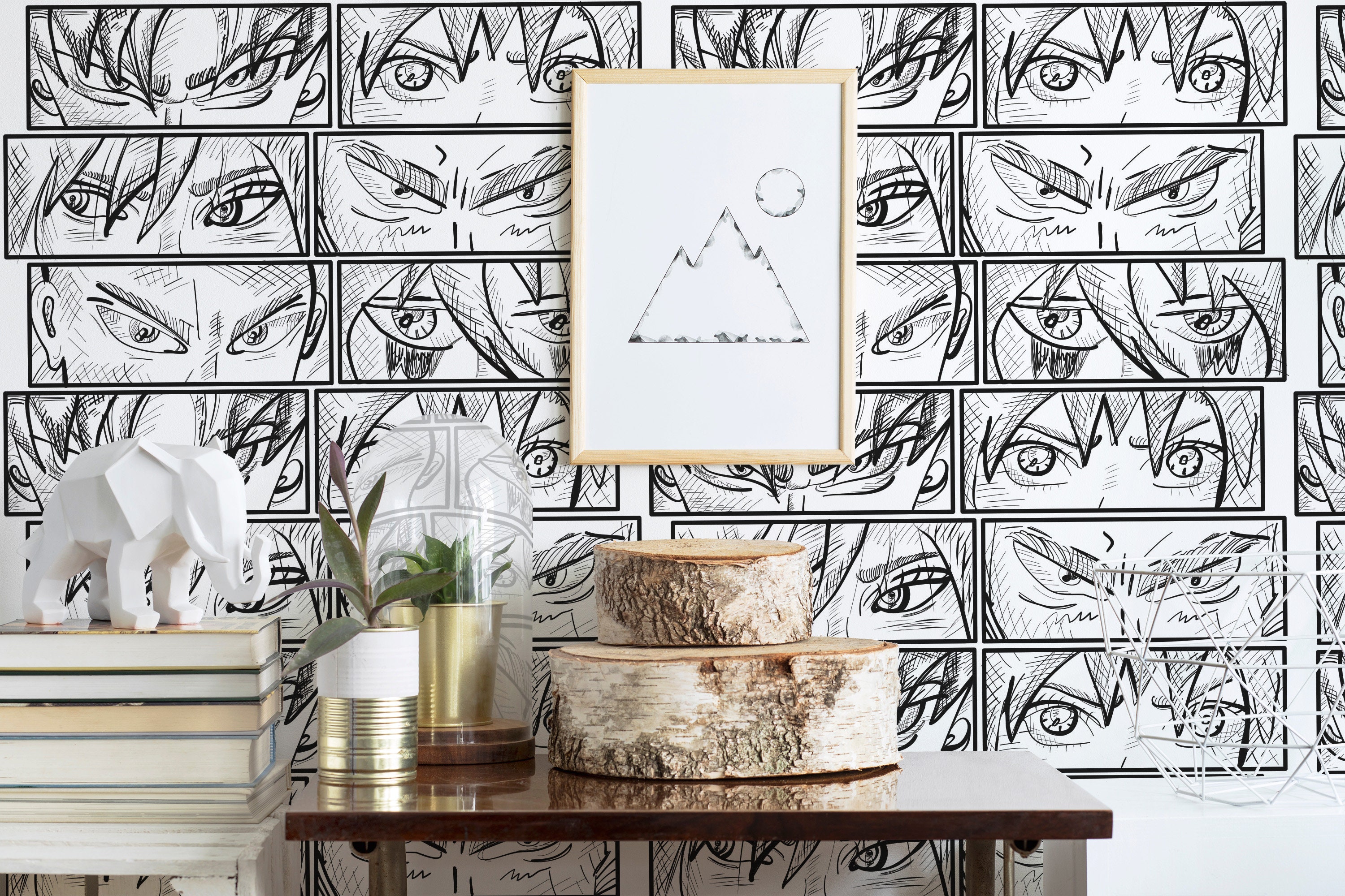 Anime Manga Wallpaper Woven Self-Adhesive Wall Mural Art Decal Home Decor  M296