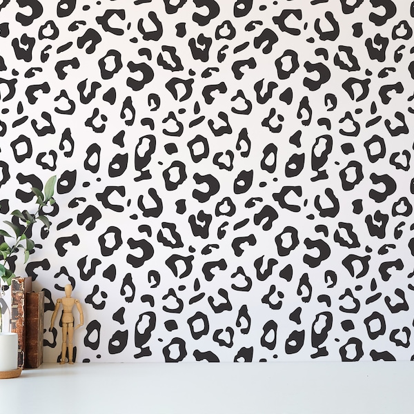 Leopard Print Wallpaper: Modern Graphic Pattern (Peel and Stick or Non Pasted, Custom Colors & Sizes)