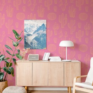 Carta da parati con cactus verde salvia / Succulente, staccabile e attaccabile, in tessuto o vinile, rimovibile, non incollato / Dimensioni personalizzate
