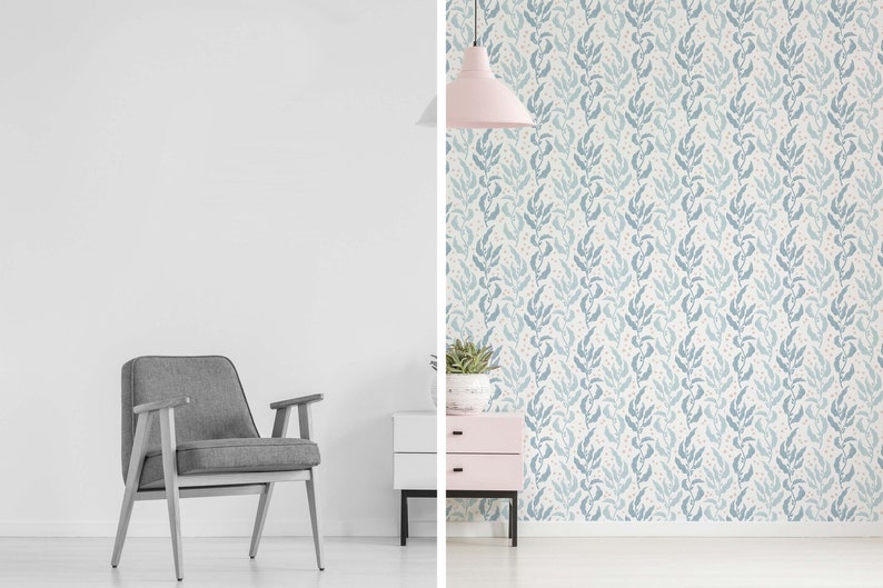 Light Blue Nursery Removable Wallpaper / Boho Peel and Stick Etsy