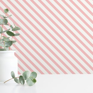 Diagonal Lines Removable wallpaper / Striped Peel and Stick wallpaper / Pink wallpaper - Self-adhesive or Traditional