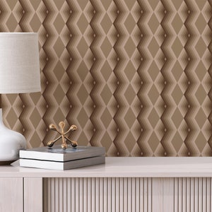 Brown Retro Peel and Stick wallpaper / Geometric Removable wallpaper / Brown wallpaper - Self-adhesive or Traditional