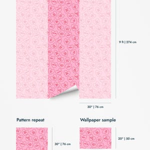 Pink Valentine Peel and Stick wallpaper / Heart Removable wallpaper / Pink wallpaper - Self-adhesive or Traditional image 11