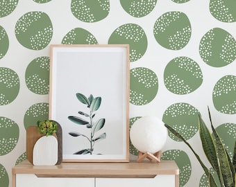 Green Polka Dot Wallpaper: Modern Dotted Pattern (Non-Pasted, Pre-Pasted, Peel and Stick, Custom Sizes)