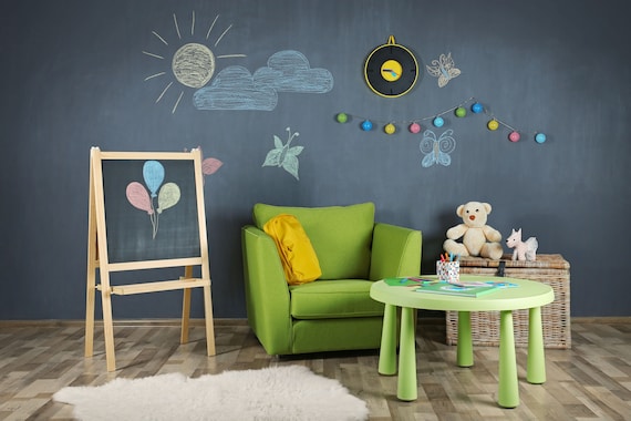 Chalkboard Wallpaper Stick and Peel, 17.7×98.4 Inch Long with 4 Colorful  Chalks, Blackboard Wall Sticker, Chalkboard Contact Paper for Wall